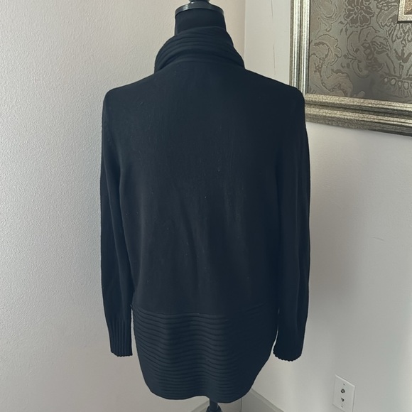 Chico’s black open front ribbed collar and edges cardigan sweater Sz S Chicos 1 - Picture 3 of 4